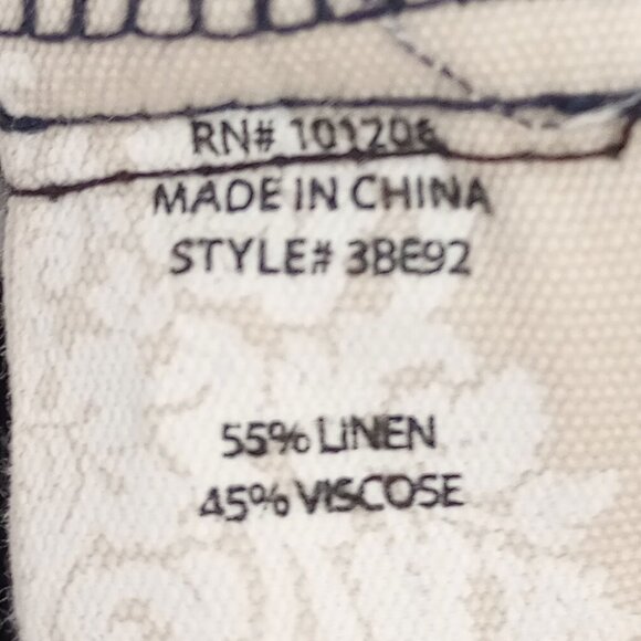 Soft Surroundings Navy Floral Linen-Blend Shirt Dress - Picture 9 of 10